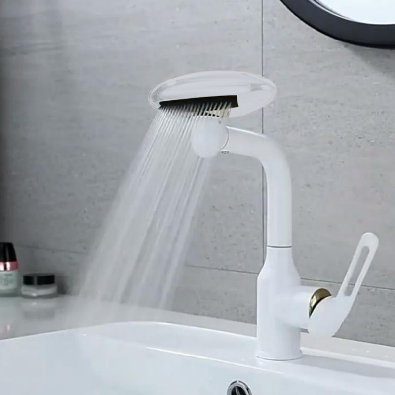 White 360° Rotating Faucet With Waterfall Mode