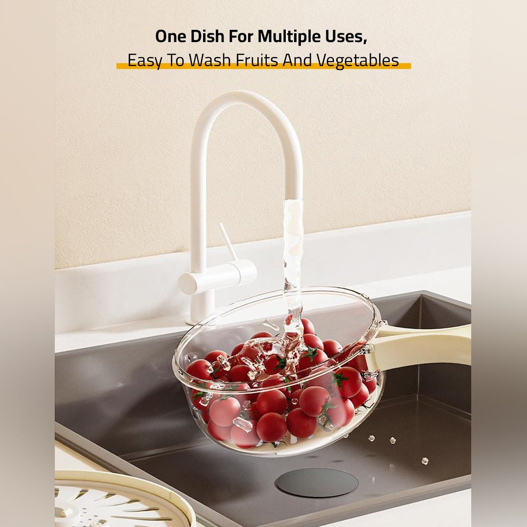 Cleaning Fruits Using Fruit Drain Basket with Lid.
