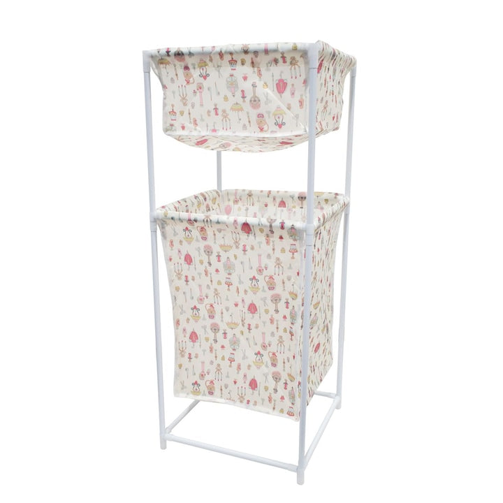 Large Capacity Double Layer Dirty Cloth Laundry Basket Storage Rack.