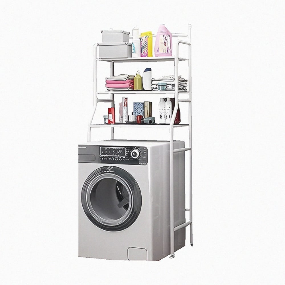 3 Layer Metal Washing Machine Storage Rack - White