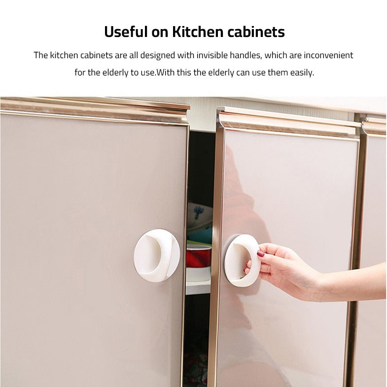 A Person is Opening Kitchen Cabinet Using  Multi-functional Door Handle.