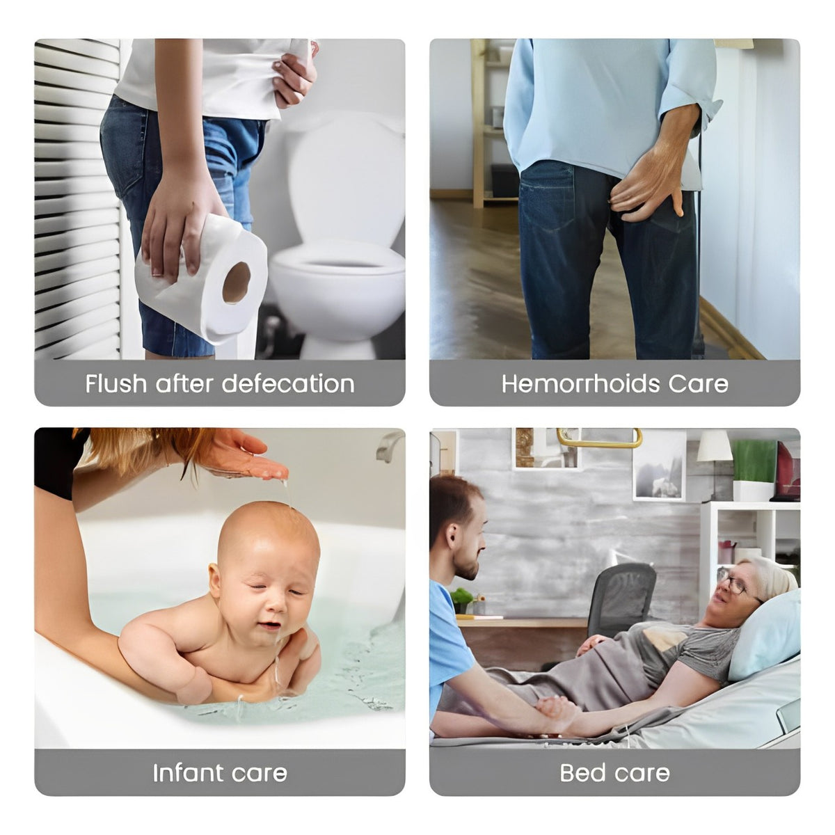 Different Person is Using Portable Electric Flushing Device.
