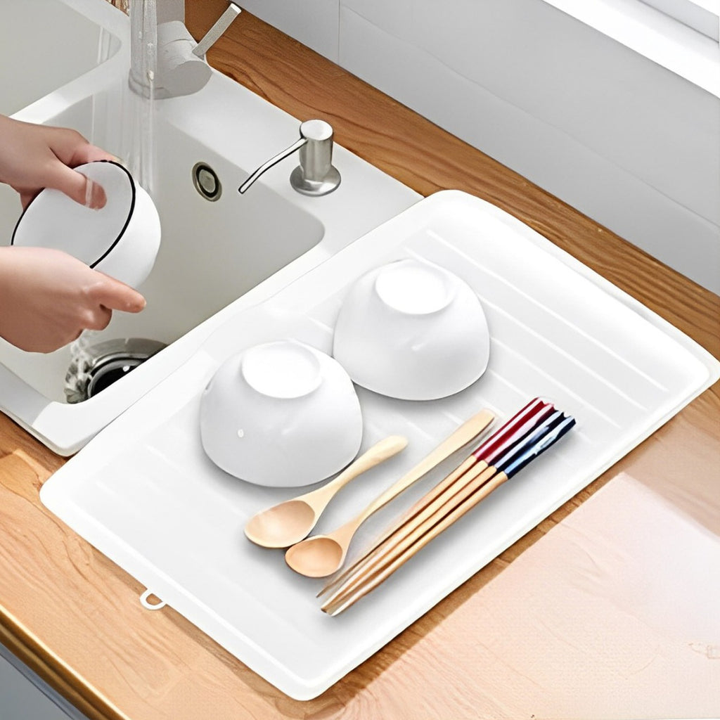 Sink Dish Drainer Tray Rack, Kitchenware Draining Board Stand with Side Drop Sink Dish Drainer Tray Rack, Kitchenware Draining Board Stand with Side Drop