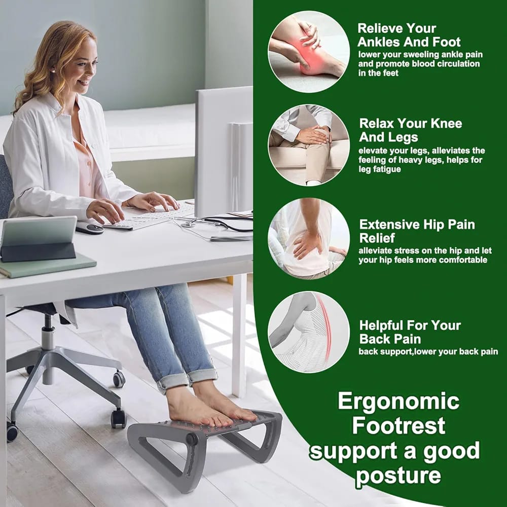 A Women is Resting On the Adjustable Footrest Massager Stool.