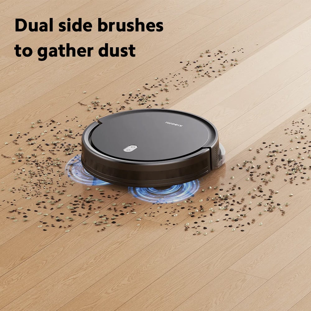 A Xiaomi Robot Vacuum E5, Robotic Vacuum Cleaner Gathering Dust.