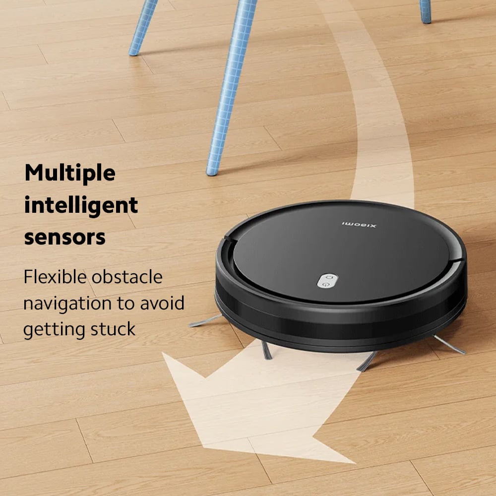 A Xiaomi Robot Vacuum E5, Robotic Vacuum Cleaner is Cleaning Floor.