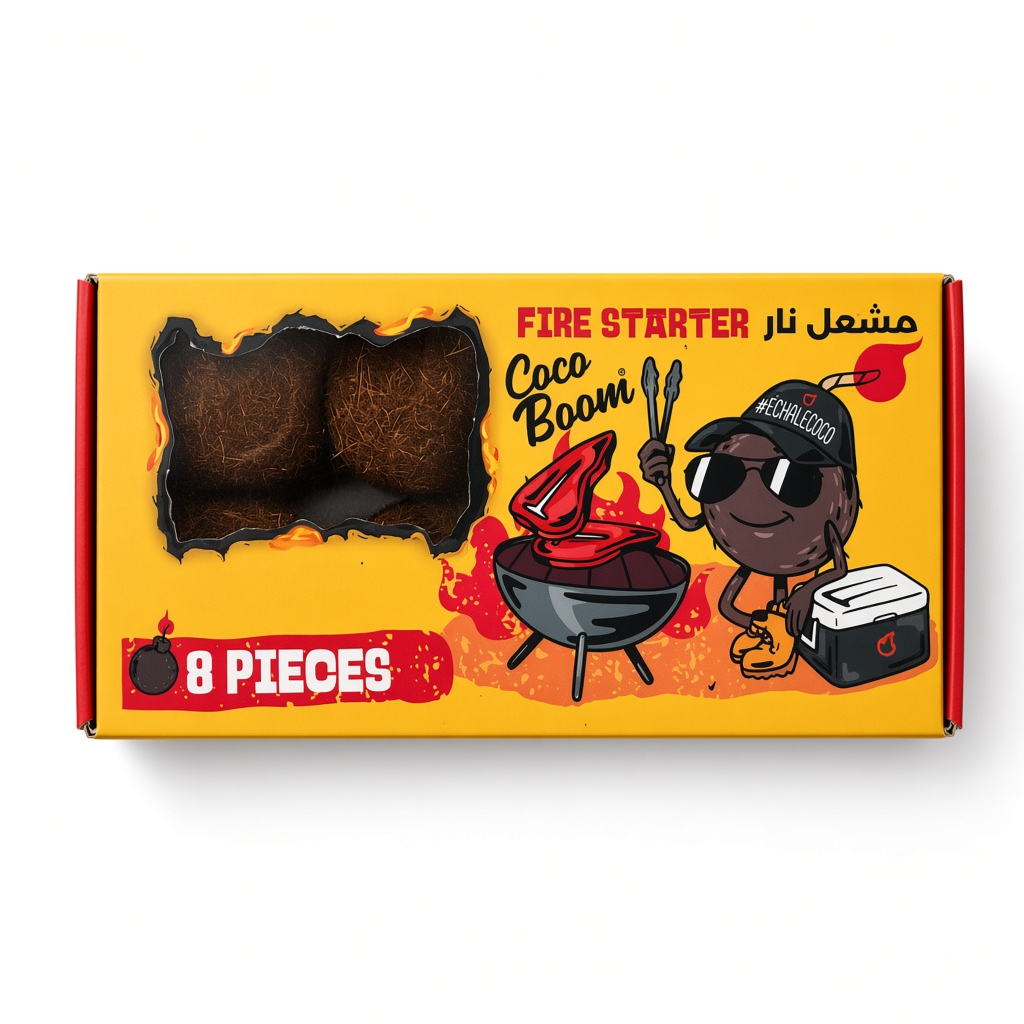 Coco Boom Coconut Shell Fire Starter – Natural Firelighter for BBQ, Camping & Fireplaces