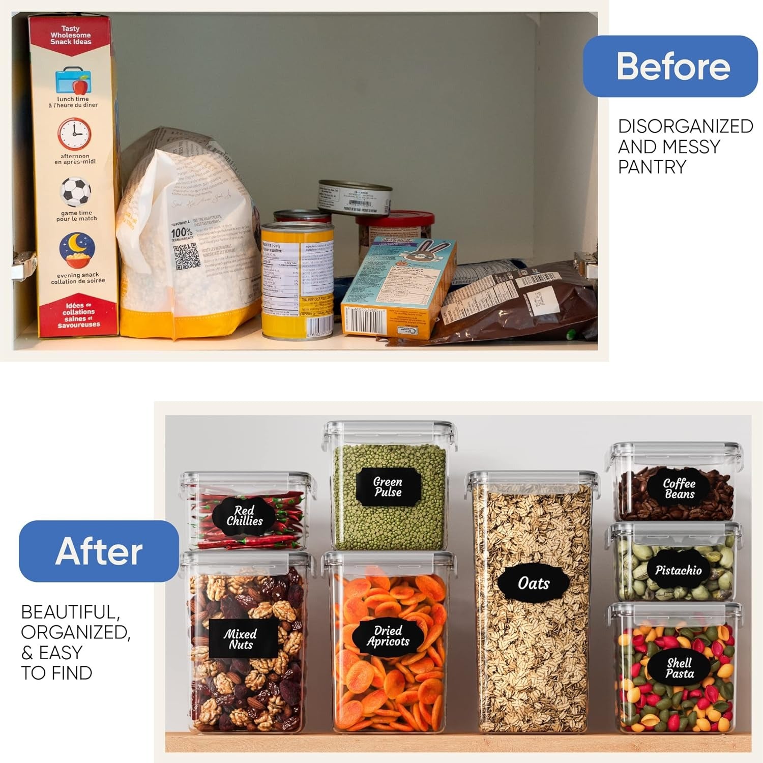 before & after of Airtight Food Storage Container 