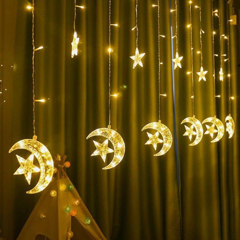 Moon Star Curtain Lights hanged beautifully