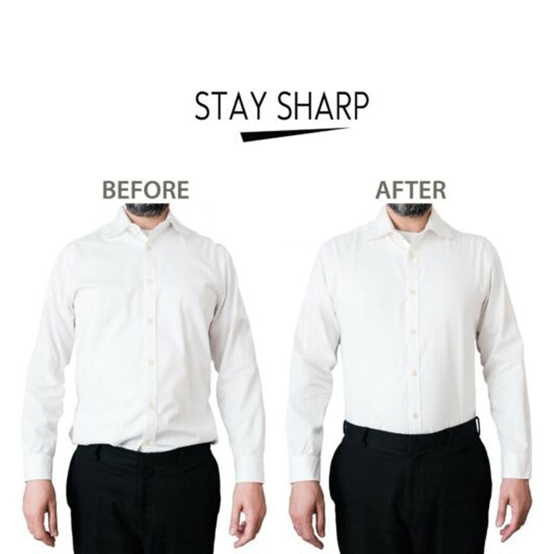 before & after of Mens Shirt Stays Garters 