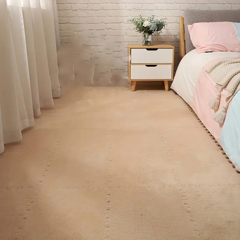 Beige Carpet Tile Floor Mat.