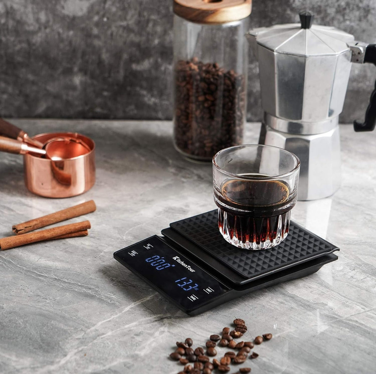 glass of drink is measured in Macnoa Coffee Scale