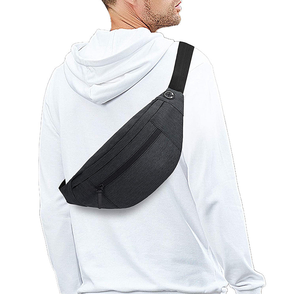 A Man Wearing Crossbody Fanny Pack Bag.