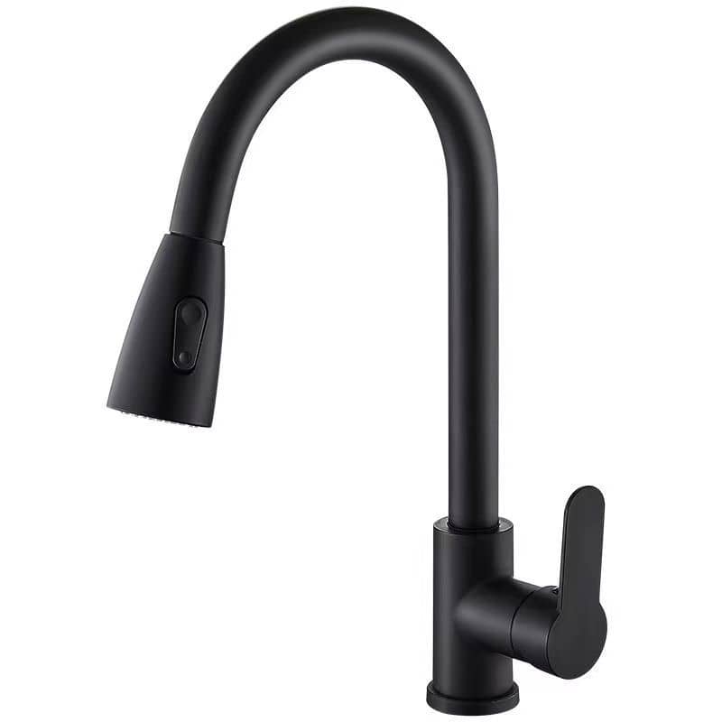 Black Stainless Steel Kitchen Sink Faucet with Sprayer.