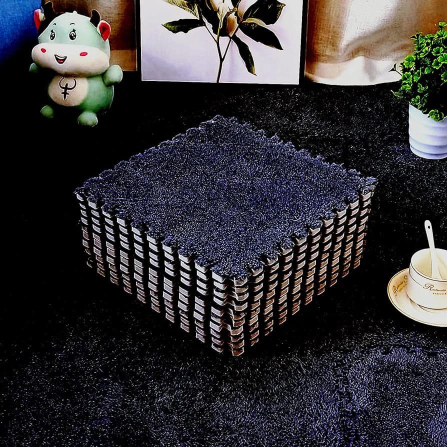 Black Carpet Tile Floor Mat.