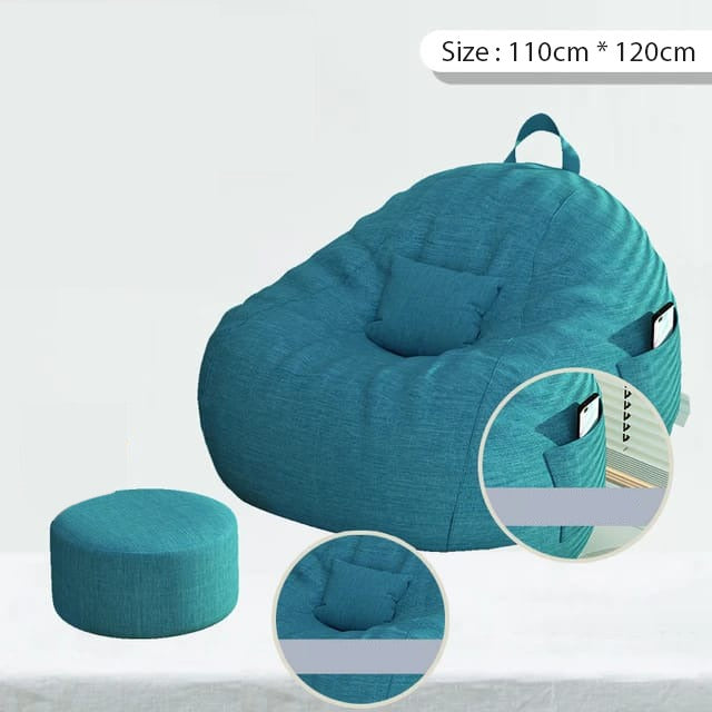 Size of Blue Padded Bean Bag Chair.