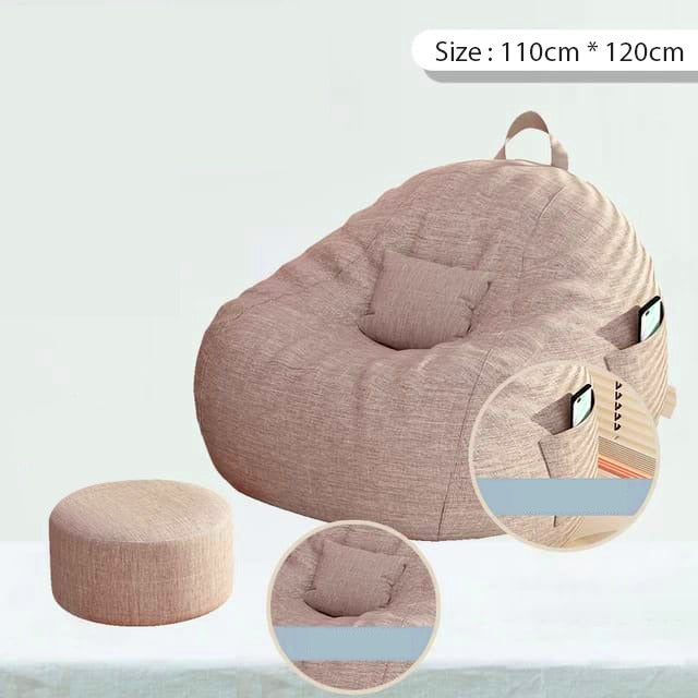 Size of Light Brown Padded Bean Bag Chair.