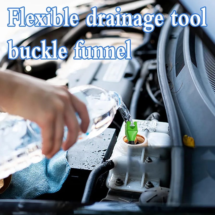 A person Fills Fuel Using  Fuel Funnel.