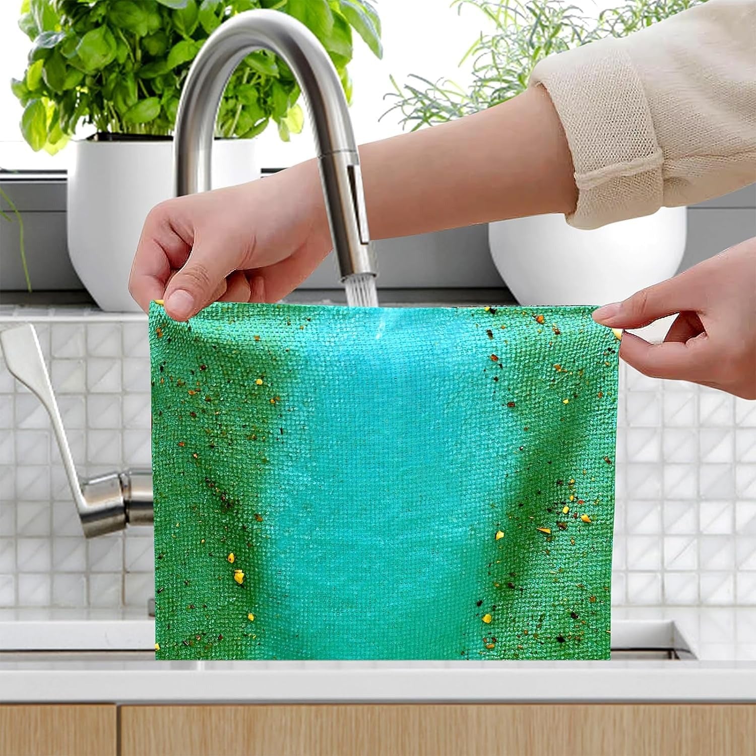 Reusable Microfiber Cloth Water Oil Absorbent Dish Cloth Towel