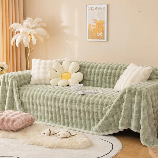 green Super soft couch cover
