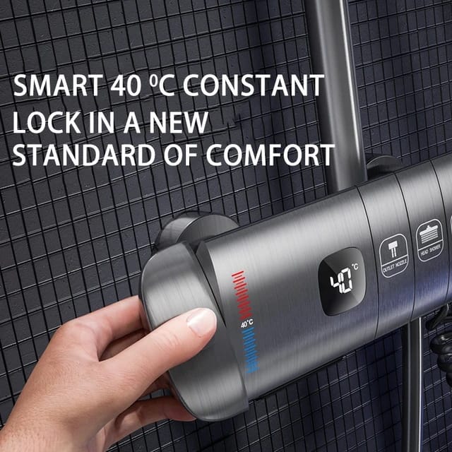 Digital Display Rain Shower Set, Piano Key Thermostatic Shower System, Hot and Cold Shower Faucet for Bathroom Digital Display Rain Shower Set, Piano Key Thermostatic Shower System, Hot and Cold Shower Faucet for Bathroom