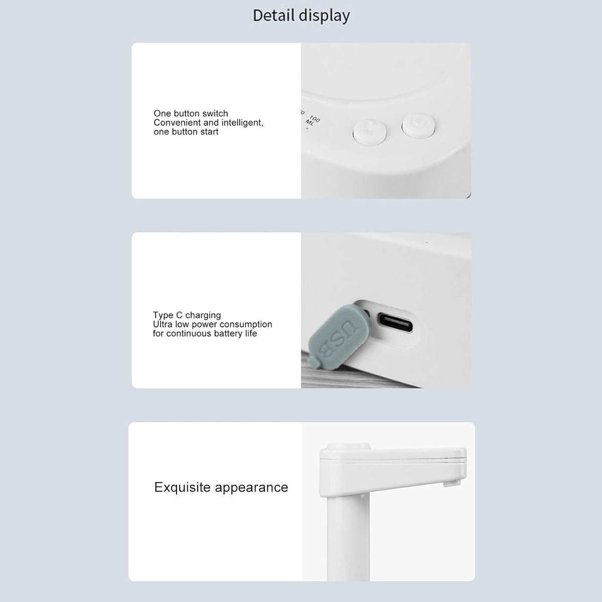 detail display of desktop water pump