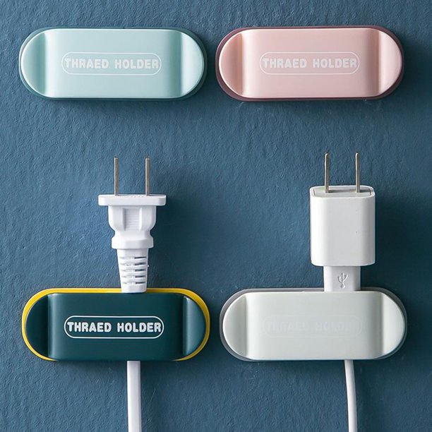 4 Pcs Sticky Hook Plug Holder and Cable Organizer Thread Holder 4 Pcs Sticky Hook Plug Holder and Cable Organizer Thread Holder