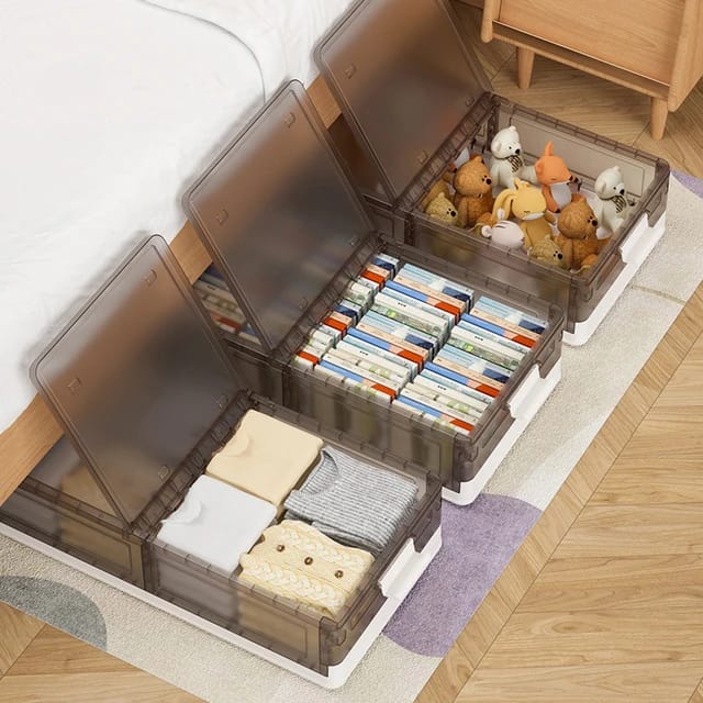 Foldable Under Bed Rolling Storage Organizer Container, Multi-purpose Storage Bin For Bedroom Foldable Under Bed Rolling Storage Organizer Container, Multi-purpose Storage Bin For Bedroom