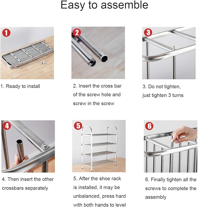 Installing Steps Of Multi-Layer Stainless Steel Shoes Rack.