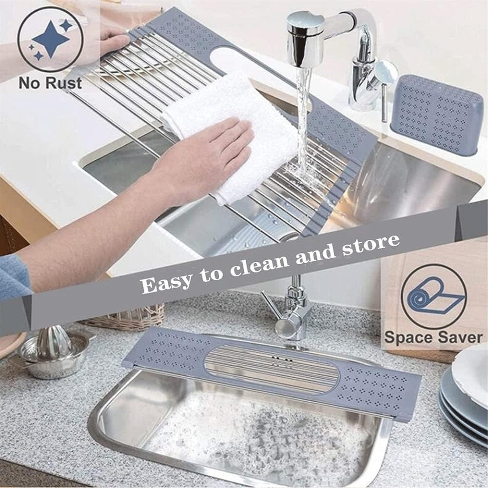 someones cleaning the drainer, easy to clean and store Sink Dish Drainer