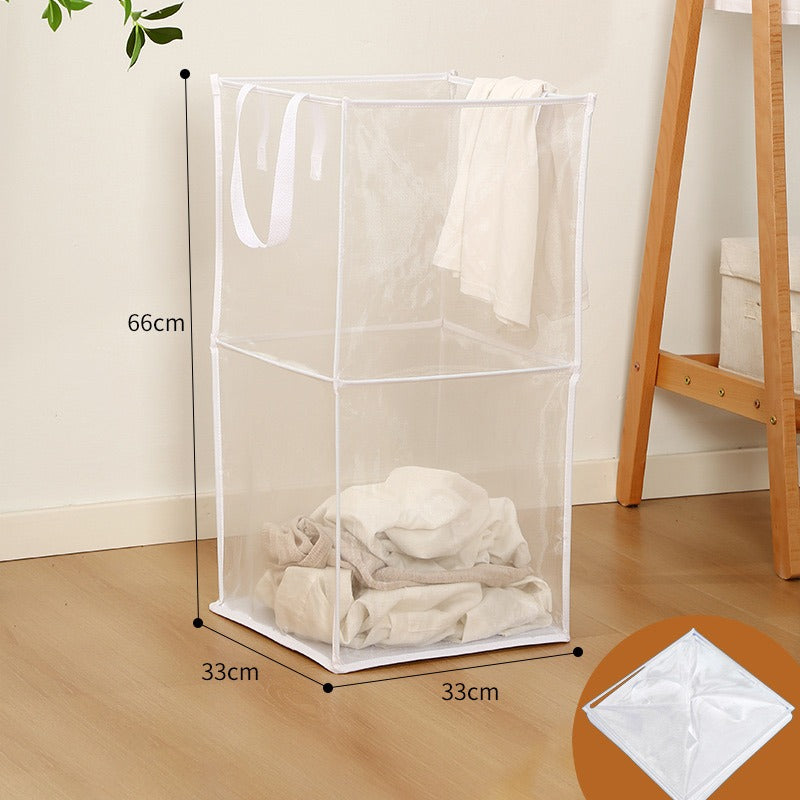 Foldable laundry basket filled with clothes