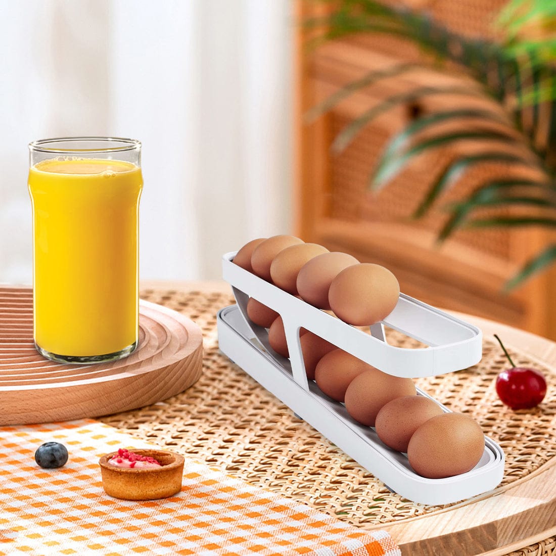 Rolling Egg Dispenser Placed on a Table.