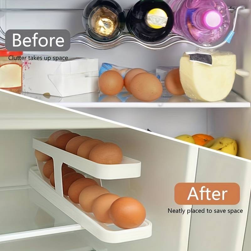 Before and After of Using Rolling Egg Dispenser.