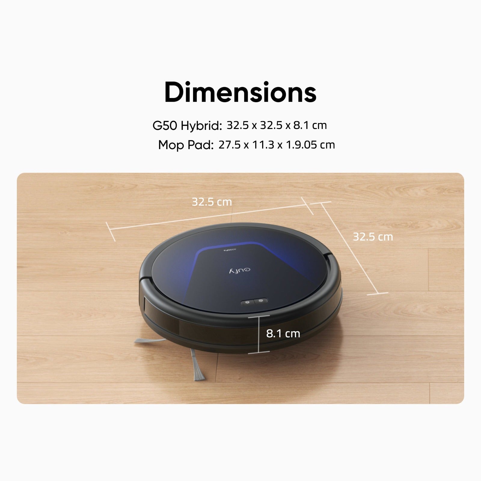 Dimensions Of eufy G50 Hybrid Robot Vacuum & Mop.