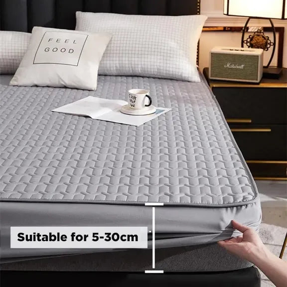 Waterproof Quilted Mattress Protector - Full Coverage Fitted Bedsheet with 2 Pillow Case Waterproof Quilted Mattress Protector - Full Coverage Fitted Bedsheet with 2 Pillow Case