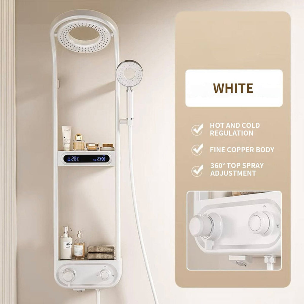 Thermostatic Shower Panel, Rain Shower Faucet Set, Digital display Bathroom Shower with Storage Rack Thermostatic Shower Panel, Rain Shower Faucet Set, Digital display Bathroom Shower with Storage Rack