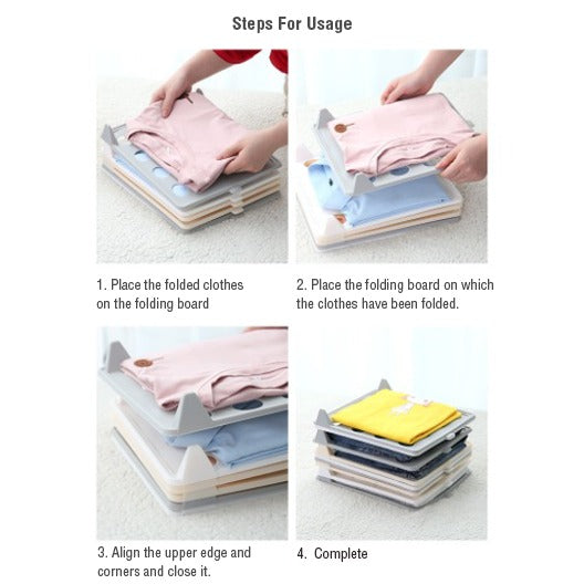 Wardrobe Clothes Stacking Organizer - collage image, showing the steps for usage