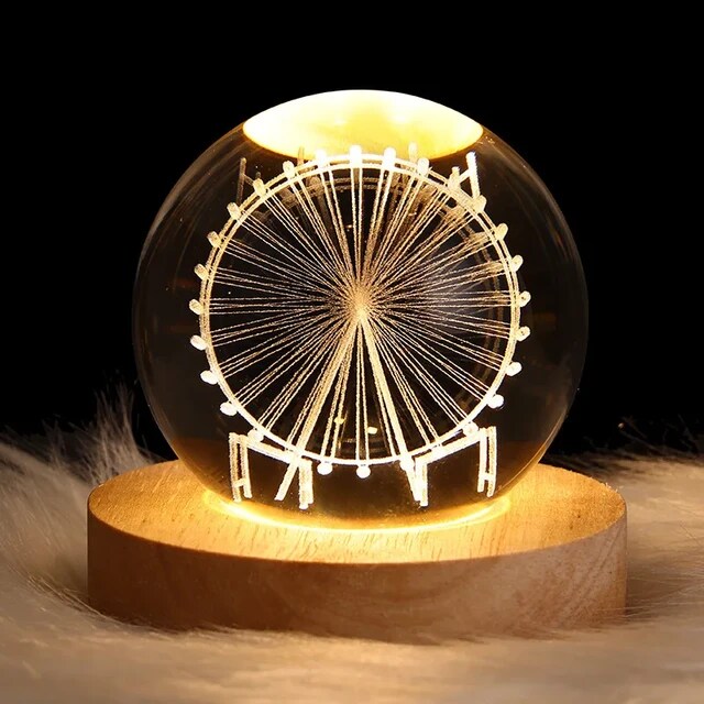 Crystal Ball LED Night Light of Ferris Wheel.