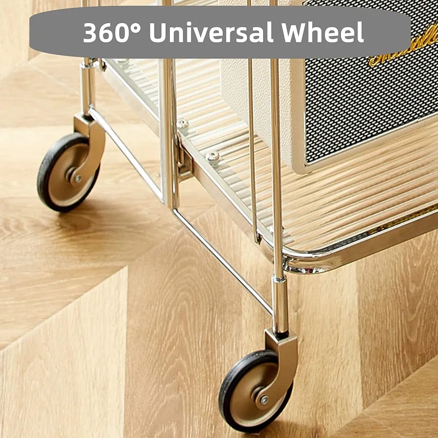 Folding 2-Tier Serving Trolley, Storage Rolling Cart, Mobile Glass Dining Rack Shelf Folding 2-Tier Serving Trolley, Storage Rolling Cart, Mobile Glass Dining Rack Shelf