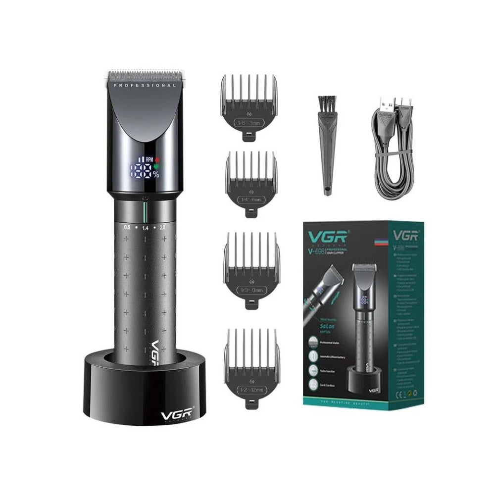 VGR V-698 Professional Electric Hair Clipper - Hair Cutting Trimmer Machine with LED Display, USB Charging, Hair Cutting Accessories