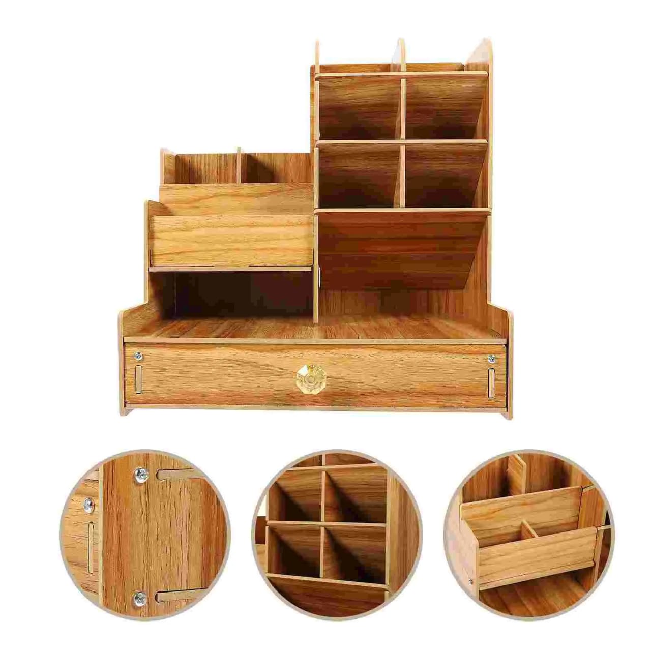 Drawers of Wooden Stand Organizer.