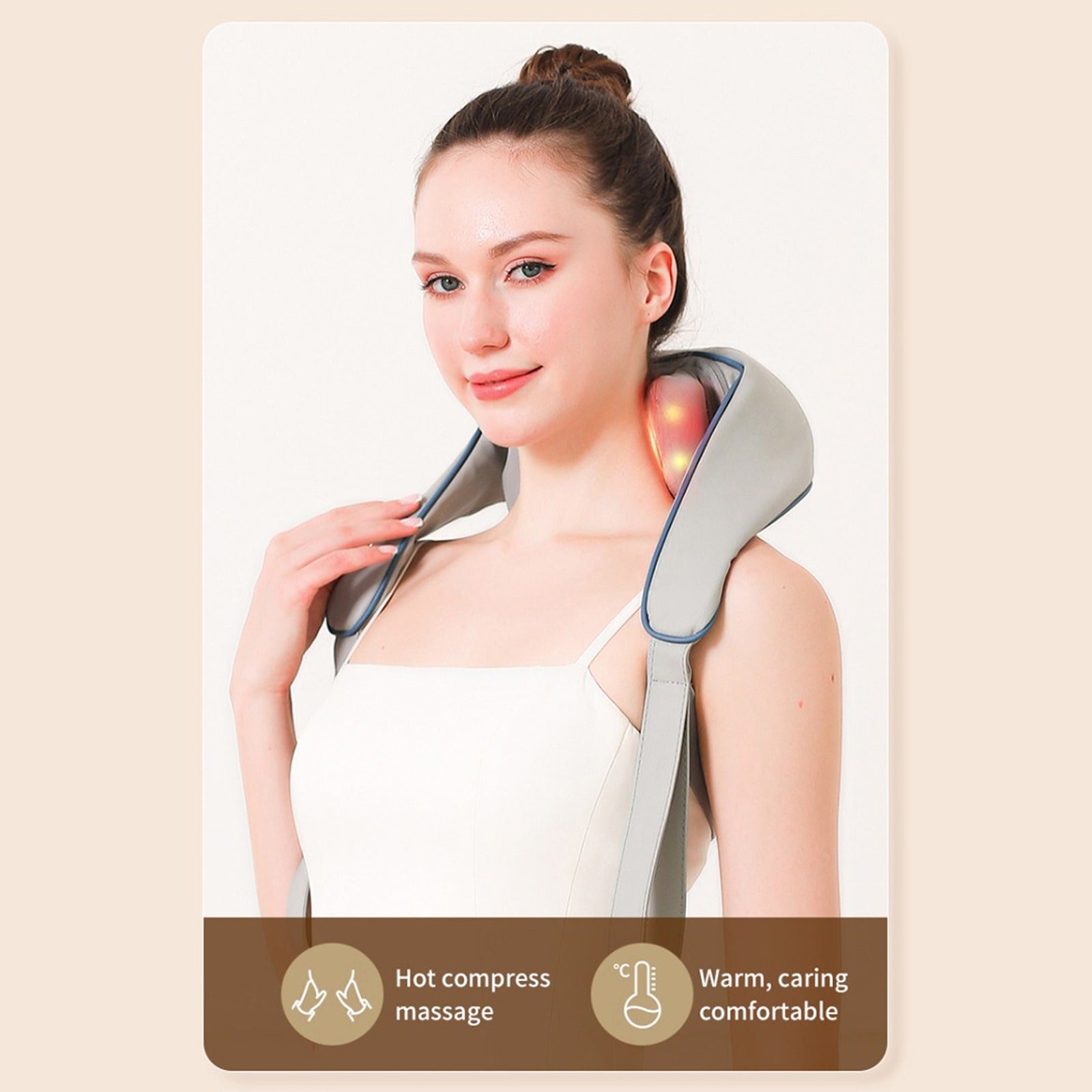 hot compress massage with neck and shoulder massager