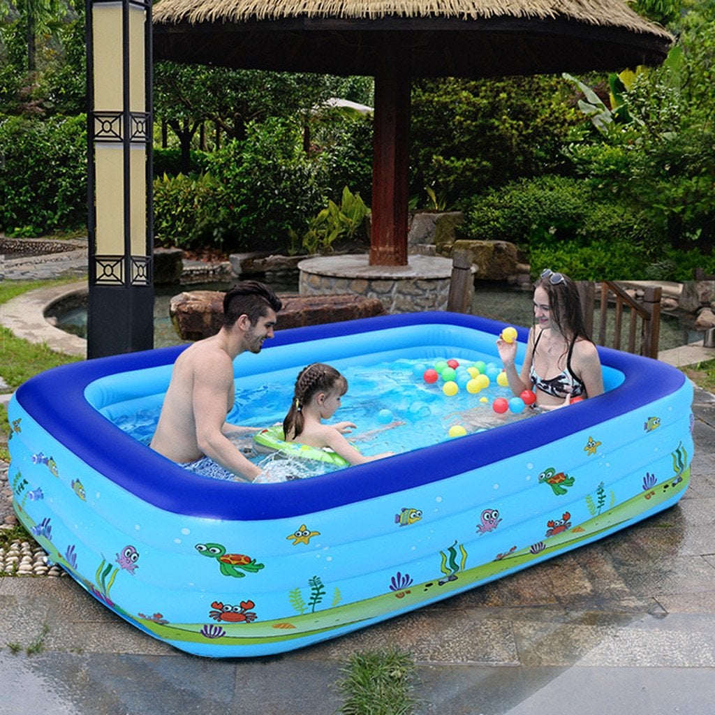 Kids Family Rectangular Inflatable Swimming Pool, Bathtub Kids Indoor Outdoor Summer Swimming Pool