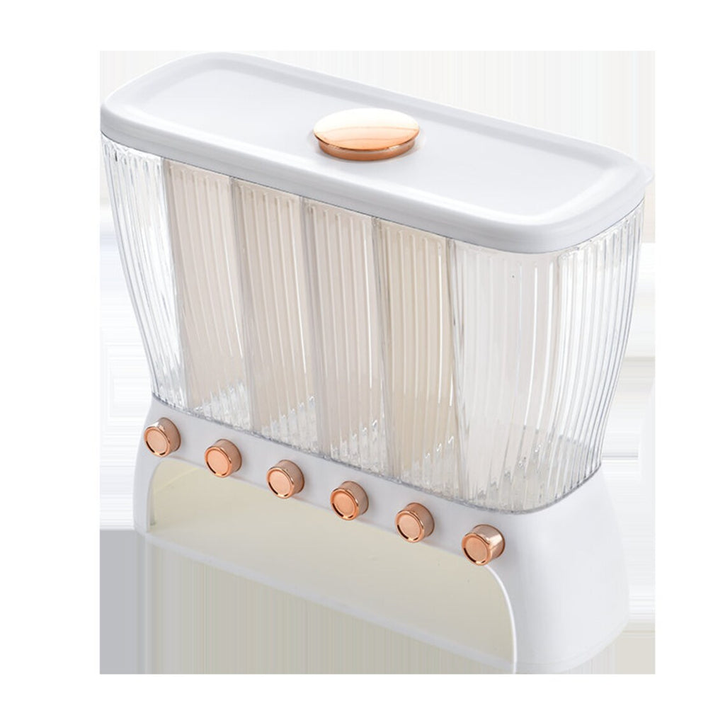 6 Grids ~12 Kg Rice Bucket Grain Organizer, Press-type Rice Storage Dispenser 6 Grids ~12 Kg Rice Bucket Grain Organizer, Press-type Rice Storage Dispenser