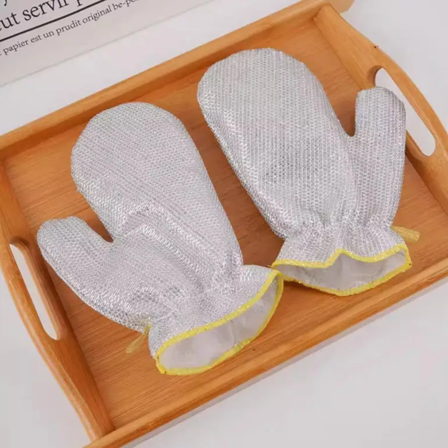 Dishwashing Kitchen Cleaning Wire Gloves, Heat-Resistant Cooking and BBQ Protective Mitts