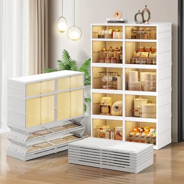 Foldable Storage Kitchen Cabinet With Doors.