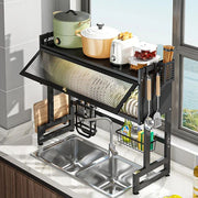 sink dish drying rack organizer in kitchen