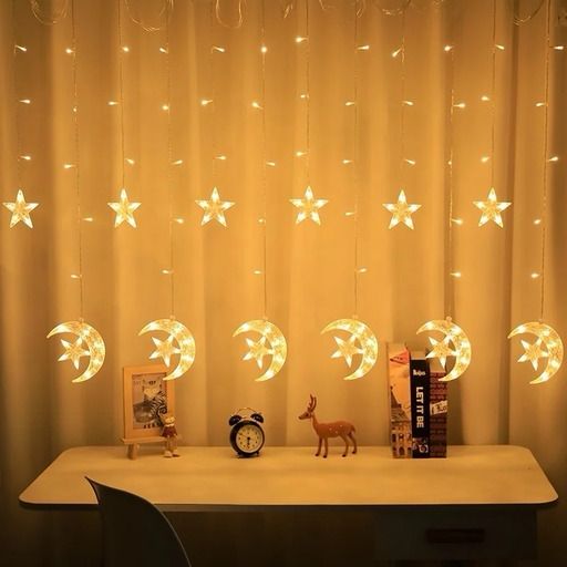 Moon Star Curtain Lights hanged in work place area