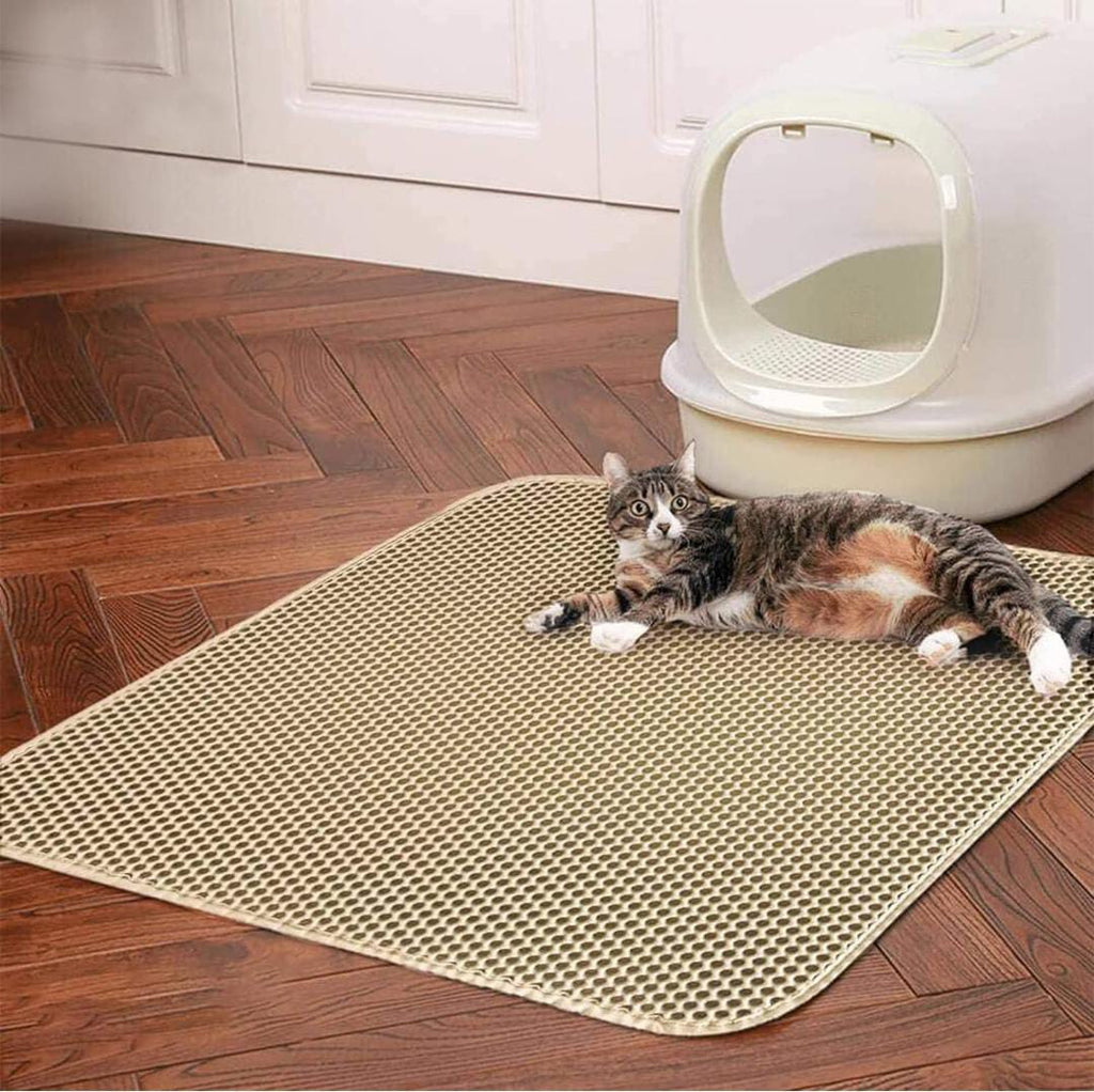 Cat Litter Tray Mat with Honeycomb Design, Waterproof Double Layer Pet