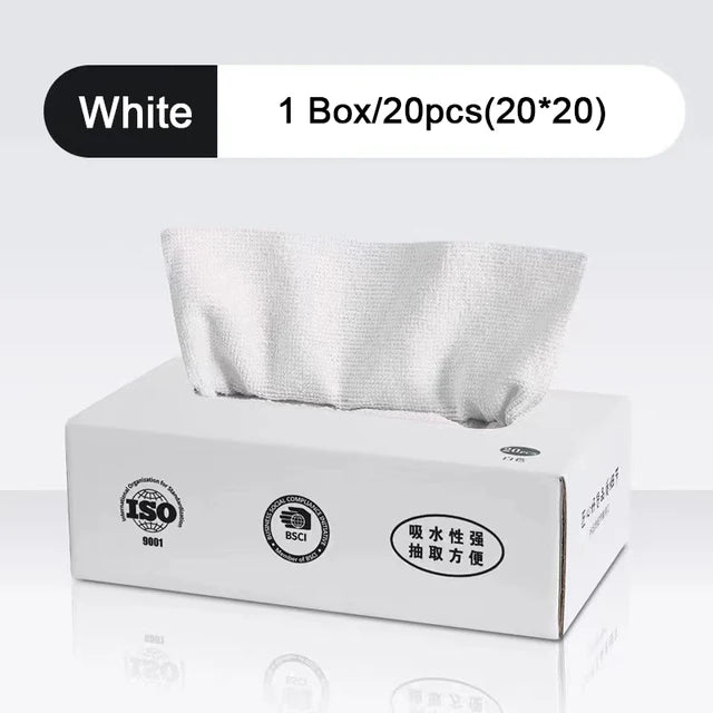20pcs/box Reusable Microfiber Cloth Water Oil Absorbent Dish Cloth Towel